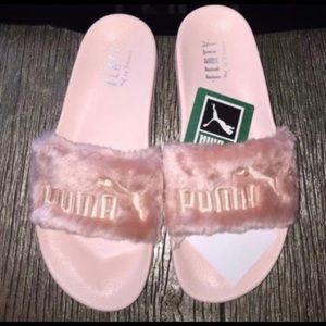Rihanna Pink Fenty Fur Slides Sandals 10